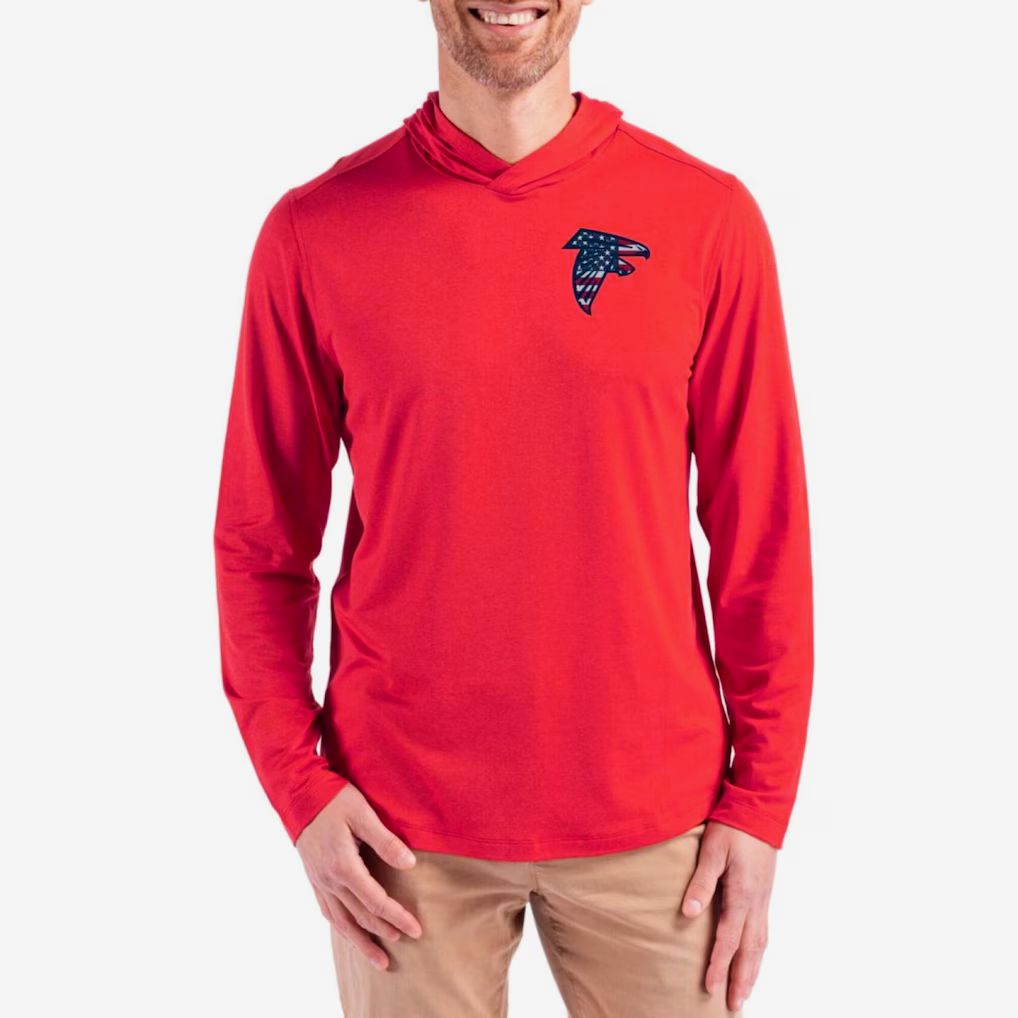 Men 2026 NFL Atlanta Falcons Hooded long sleeved T-shirt red 001->nfl t-shirts->Sports Accessory